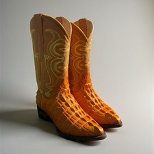 Alligator Skin Men Cowboy Boots. Rodeo Caiman Belly Boots. Bota Piel Caiman.