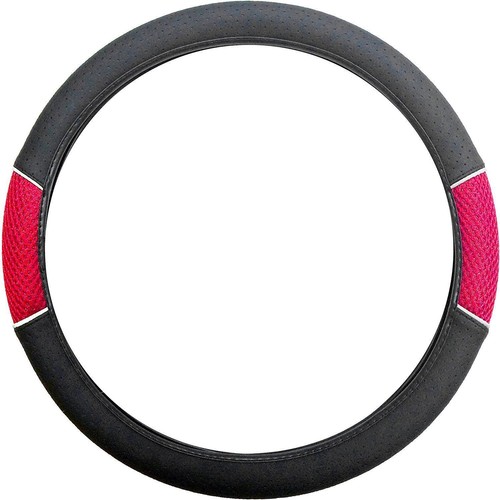 Red black steering wheel cover - black,