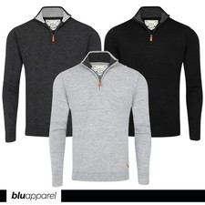 Mens 1/4 Zip Knitted Jumper Quarter Zip Knit Sweater for Men Casual Work Jumpers
