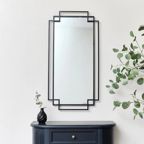 Black matt foiled wall mirror - foiled,