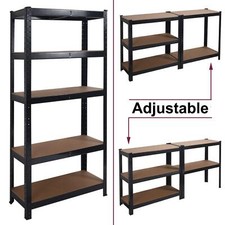 5 Tier Racking Heavy Duty Garage Boltless Shelving Storage Shelves Metal Black