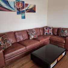 Darlings of Chelsea SLONE range right corner sofa bed Brown Leather  £5299