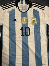 Messi World Cup Winners 2022 Signed Shirt World Champions Badge. Limited Edition