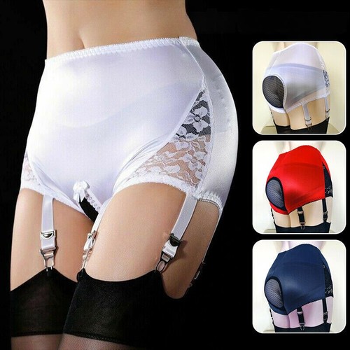 Crotchless lace satin garter - crotchless,
