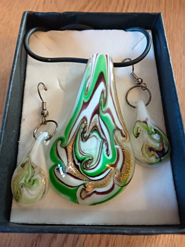 Glass teardrop pendant - pendant, &