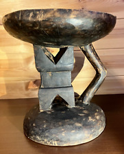Geometrical Tonga Art Wooden African Stool Hand Carved Zimbabwe