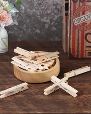 100 Pack Wooden Clothespins