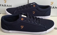  Farah Vintage Mens Brucey Canvas Pumps Navy/White UK Size 8 RRP £ 49.99