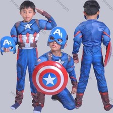 Avengers Captain America Muscle Chest Kid Outfit Fancy Dress Costume Party UK ,