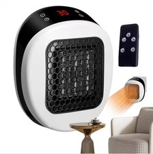 600W Mini Plug In Heater Wall Room Ceramic Radiator Warmer + Remote Portable UK