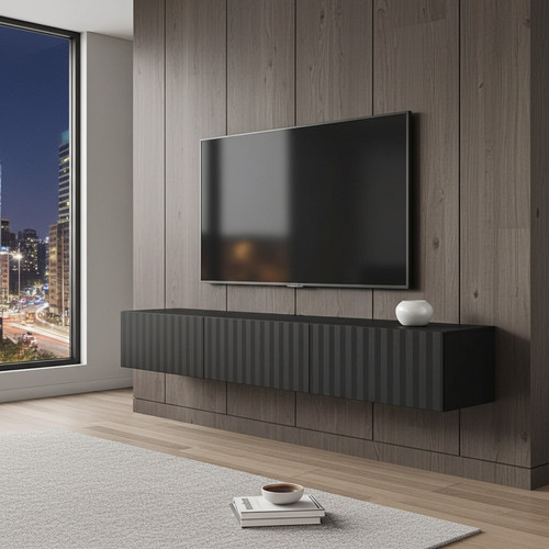 Antibes black slat effect wall - slat,