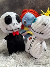 Halloween Jack Skellington Voodoo Doll and Sally Crochet Handmade Amigurumi Toy
