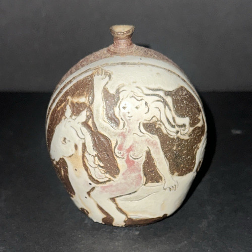 Lady godiva pottery vase - godiva, sign