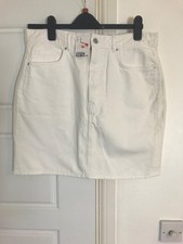 H&M White Denim Mini Skirt Sz