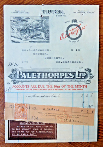Invoice palethorpes tipton - palethorpes,