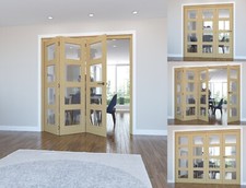 Oak Internal Bifold Doors Unfinished Shaker 4 Lite Clear Glass 3 & 4 Door Option