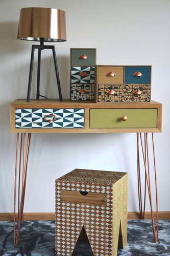 Console desk drawers retro - drawers,