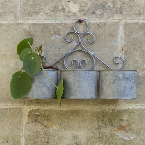 Trio hanging zinc planters - hanging,