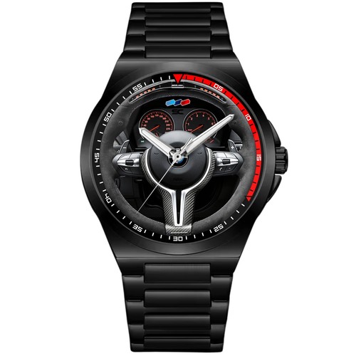 Black steel wrist watch with - watch,