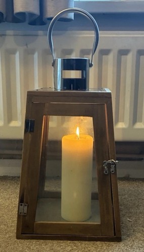 Wooden and glass candle - wooden,