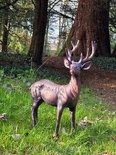 Standing Stag Buck Sculpture - Cast from Aluminium with Aged Finish (67cm Tall)