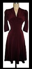 Trashy Diva Wine silk long sleeve burgundy red dress vintage pinup xs tea 30/40s