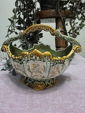 ANTIQUE MAJOLICA VASE green