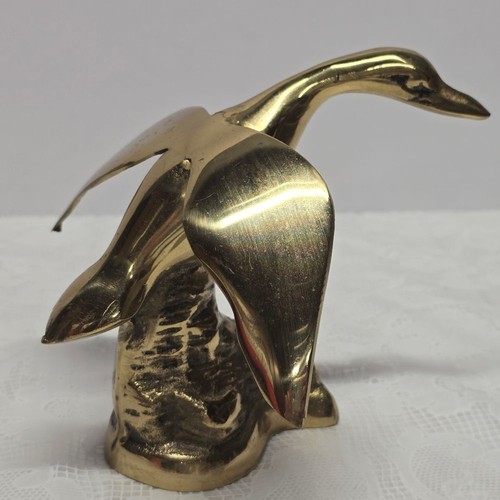 Vintage mcm brass flying goose - brass,