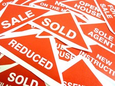 Property Sales Stickers, Large Red Triangles, Estate & Letting Agents Labels