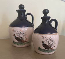 Rare 2 x Lindisfarne Mead Flaggons & stopper Pheasant design signed PE Alexander