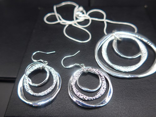 Silver three rings pendant - silver,