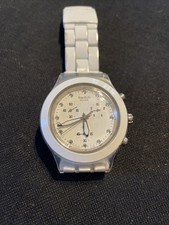 2009 White Swatch Chronograph Watch for Men and Women, Rare Swiss Swatch Chrono