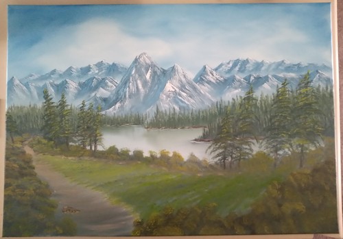 Bob ross style oil painting - bob,