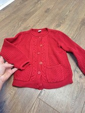 Girls 4-5 Years Red Tight Knitted Cardigan From Tu (B35)