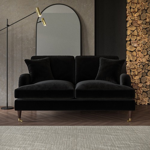 Black velvet seater sofa - 2,