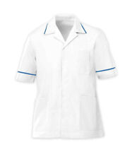 Men's Tunic Nurse  Healthcare Pharmacist Hospital Dental Doctor White, Blue Trim