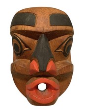 Vintage Alex Hunt Mask KWAKIUTL Native American Carved Cedar Wood Signed