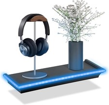 GEEZY Black Floating Shelf Blue LED Neon Lights - Battery Operated, Lightweight,