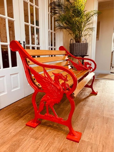 Cast iron garden bench - bench, oak