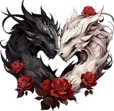 Black White Dragon Red Rose Wall Art Bedroom Campervan Car Vinyl Sticker Decal