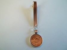 FARTHING COIN - WREN -  SILVER CASED PENDANT NAPKIN CLIP - 1938 to 1955