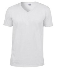 Gildan V-Neck T-Shirt Mens Short Sleeve Plain Ringspun Cotton Softstyle Tee Top