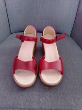 womens dr martens sandals size 6, deep red, leather, mid heel 5cm. 