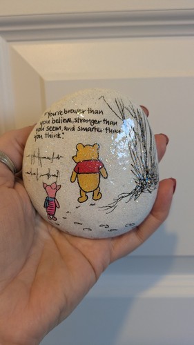 Hand painted pebble pooh - pebble,