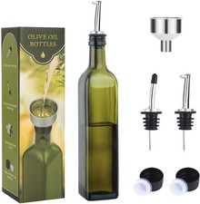 Aozita 17oz Glass Olive Oil Dispenser Bottle - 500ml Oil & Vinegar Cruet with...