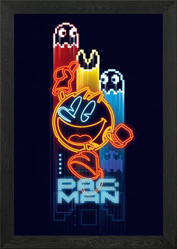 Pac man neon framed - neon, art