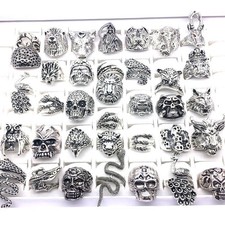 20pcs Silver Colour Rings Punk