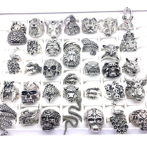 20pcs silver colour rings punk - colour,