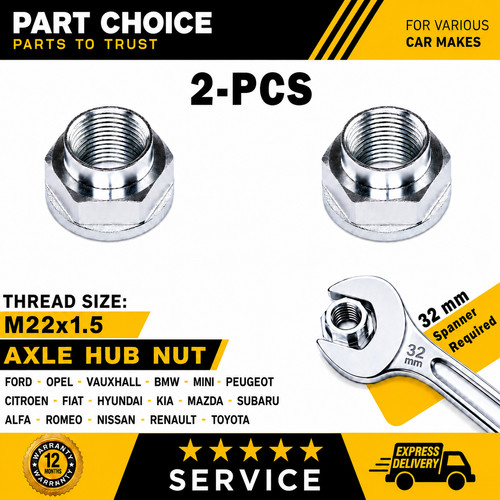 Driveshaft axle hub - axle, nut