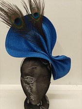 blue large straw fascinator